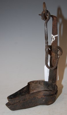 Lot 85 - An antique Scottish cruise lamp with original...