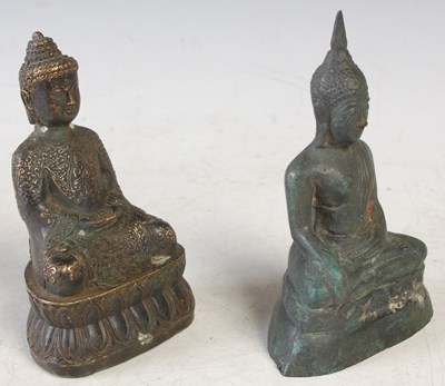 Lot 30 - Two Chinese bronze figures of Buddha, one with...