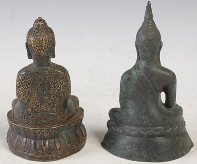 Lot 30 - Two Chinese bronze figures of Buddha, one with...