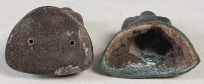 Lot 30 - Two Chinese bronze figures of Buddha, one with...