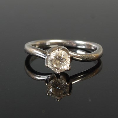 Lot 41 - A 9ct white gold and diamond solitaire ring,...