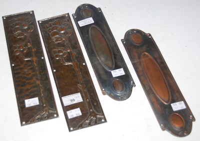 Lot 99 - A pair of Arts & Crafts copper door finger...