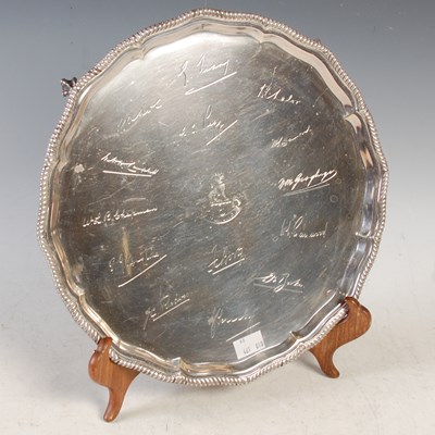 Lot 201 - A Sheffield silver salver, bearing Regimental...