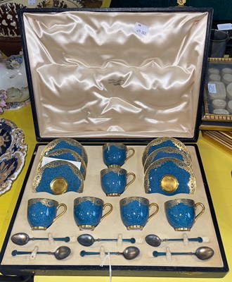 Lot 449 - A cased Royal Worcester powder blue ground and...