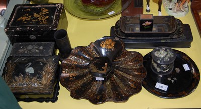 Lot 355 - A mixed group of paper maché and lacquered...