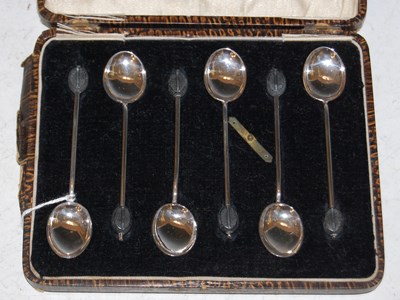 Lot 132 - A cased set of six Birmingham silver coffee...