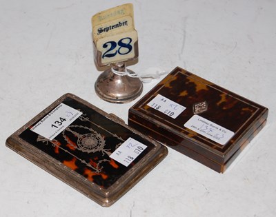 Lot 134 - A vintage white metal, tortoiseshell and piqué...
