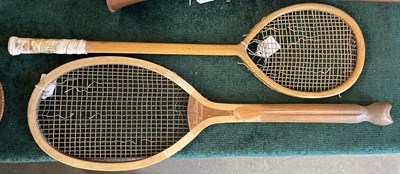 Lot 366 - A vintage 'fishtail' tennis racket inscribed...