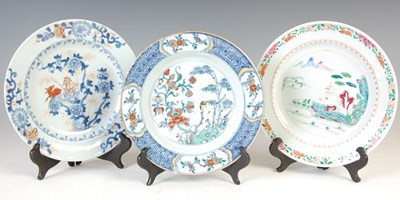 Lot 270A - A group of three Chinese porcelain plates,...