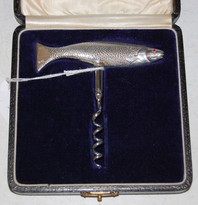 Lot 142 - A Birmingham silver corkscrew fashioned in the...