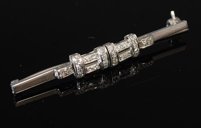 Lot 248K - An Art Deco diamond bar brooch, of openwork...
