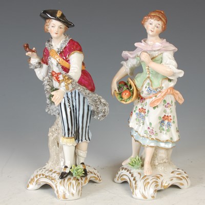 Lot 293 - A pair of Sitzendorf porcelain figures, the...