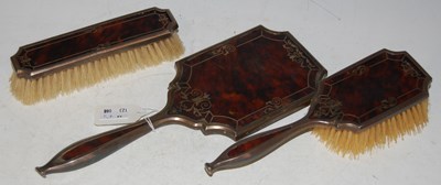 Lot 156B - A three-piece London silver and tortoiseshell...