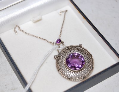 Lot 176C - An Art Deco style white metal, marcasite and...