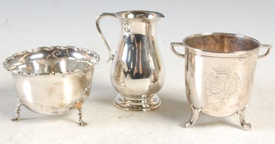 Lot 157 - A French silver two-handled cream pail; a...