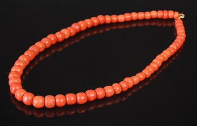 Lot 236 - A late Victorian coral bead single strand...