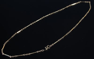 Lot 60 - A gold plated chain and bar necklace, 4.5 grams.