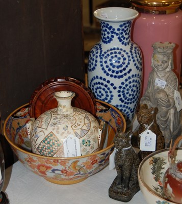 Lot 409 - A group of mixed wares comprising a blue and...