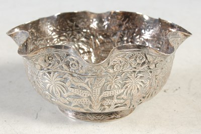 Lot 141 - An Indian silver bowl, with frilled rim and...