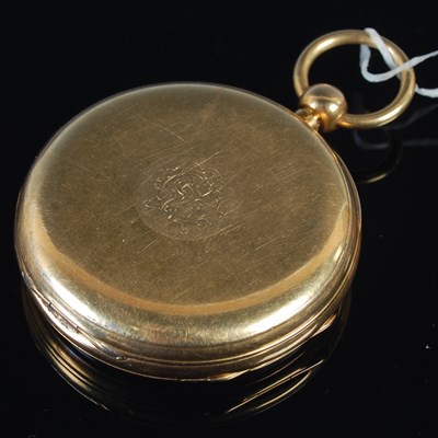 Lot 253 - An 18ct gold cased open faced pocketwatch by...