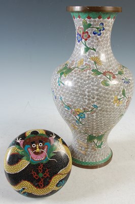 Lot 426 - A Chinese white ground cloisonne vase, 32.5cm...