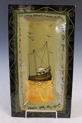 Lot 429 - A Tyrii studio pottery rectangular shaped dish...