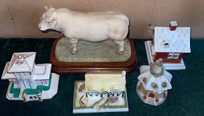 Lot 457 - A Border Fine Art model of a bull on mahogany...