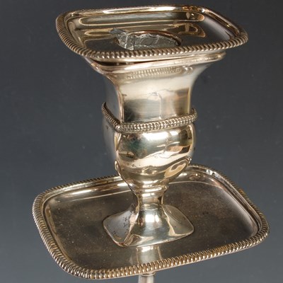 Lot 380 - A pair of three light electroplated candelabra,...
