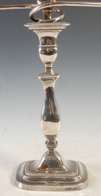 Lot 380 - A pair of three light electroplated candelabra,...