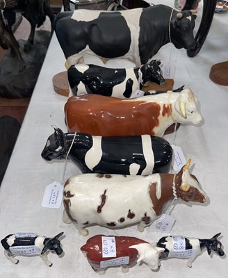 Lot 493 - A collection of eight assorted Beswick cattle...