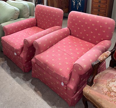 Lot 690 - A pair of faded red upholstered Country House...