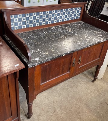 Lot 678 - A late 19th century marble top washstand, the...