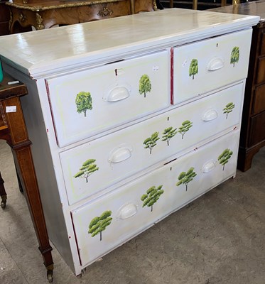 Lot 595 - An early 20th century later painted pine chest,...