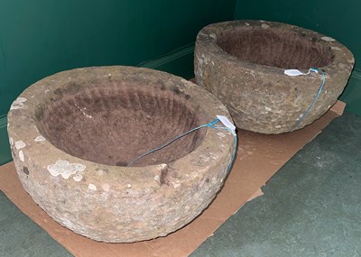 Lot 726B - A pair of stone circular shaped garden...