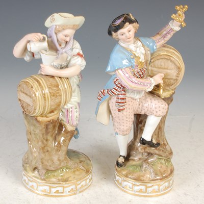 Lot 293B - A pair of Meissen porcelain figures, late...