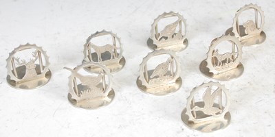 Lot 311 - A set of eight Edinburgh silver menu/...