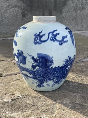 Lot 404A - A Chinese blue and white porcelain jar, Qing...