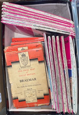 Lot 652 - A box of assorted Ordnance Survey maps,...