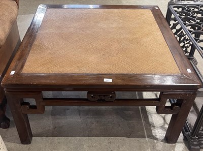 Lot 866 - A Chinese darkwood Kang table, the square top...