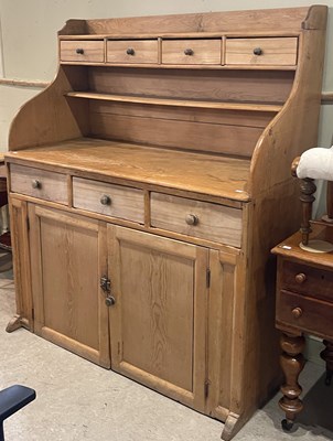 Lot 823 - A 19th century pine dresser, 162cm high x...