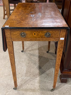 Lot 874 - A 19th century Regency burr elm Pembroke table,...