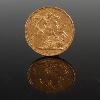 Lot 416 - A Victorian gold sovereign, dated 1871.
