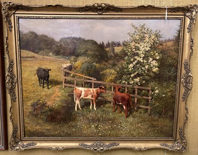 Lot 604 - David George Steell ARSA (1856-1930) Calves in...