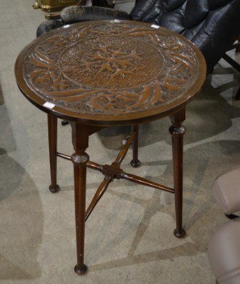 Lot 761 - An Arts & Crafts side table with circular...