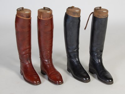 Lot 205 - Two pairs of leather riding boots, one pair...