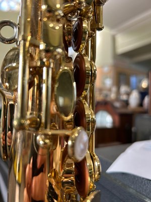 Lot 527 - A brass Yanagisawa Soprano saxophone, engraved...
