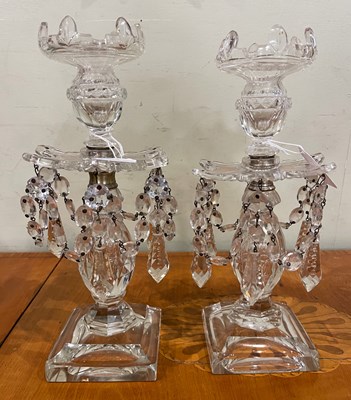 Lot 462 - A pair of late 19th century cut glass lustre...
