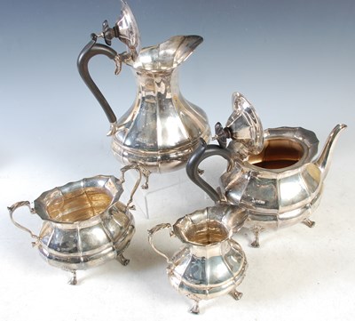 Lot 72 - A Sheffield silver four piece tea set...