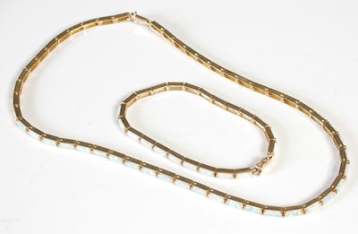 Lot 293 - A 14ct gold and opal articulated necklace;...