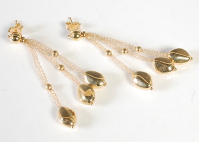 Lot 306 - A pair of Italian yellow metal pendant drop...